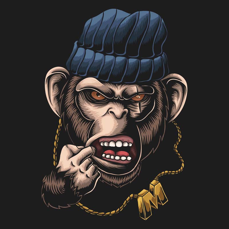 Aludibondbild Affe Gangster