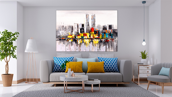 Leinwandbild von New York City Skyline Artwork im Wohnzimmer